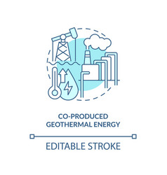 Co-produced Geothermal Energy Blue Concept Icon