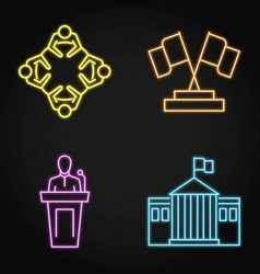 International Conference Neon Icon Set