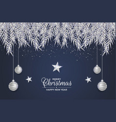 Realistic Christmas Banner With Pine Branch