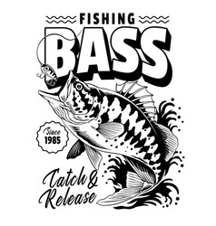 Vintage Shirt Of Fishing Bass Hand Drawn