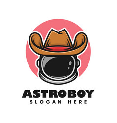 Logo Astronaut Cowboy Simple Mascot Style