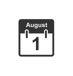 August 1 Calendar Icon Flat