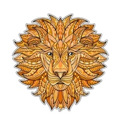 Detailed Colored Lion In Aztec Style Patterned