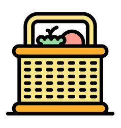 Grocery Picnic Basket Icon Flat