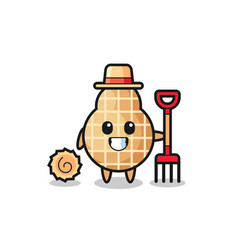 Mascot Character Of Peanut As A Farmer