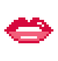 Retro 8-bit Red Pixel Lips Icon