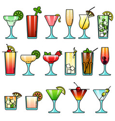 Popular Alcohol Cocktail Drink Icon Set