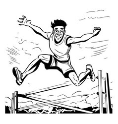 Man Jumping Over Obstacle Black And White