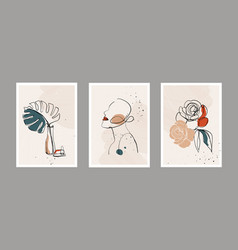 Modern Abstract Line Minimalistic Women Faces