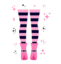 Witch Legs In Pink Striped Stockings