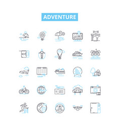 Adventure Line Icons Set Voyage