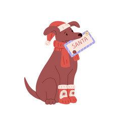 Christmas Dog With Paper Mail Cute Puppy Holding