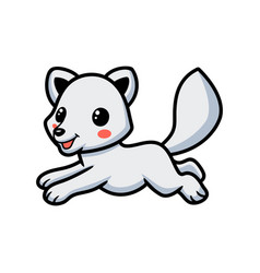 Cute Little Arctic Fox Cartoon Jumping