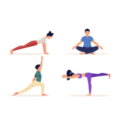 Flat Design People Doing Yoga