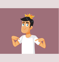 Man Wearing A Crown Pointing To Herself Cartoon