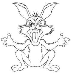 Crazy Rabbit Cartoon Sitting With Sharp Teeth