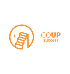 Go Up Success Stairs Logo Design Icon