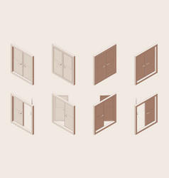 Isometric Outline Set Closed And Open Double