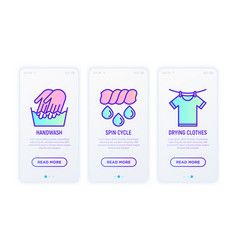 Laundry Service Thin Line Icons Set Handwash