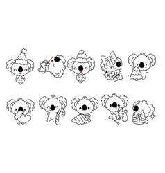 Set Of Christmas Koala Coloring Page