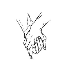 Sketch Two Humans Holding Hands Close Up