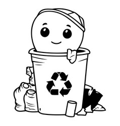 Cute Cartoon Trash Can Character Recycling Concept