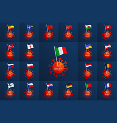 Set Europe Country Flag Pinned To A Coronavirus