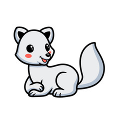 Cute Little Arctic Fox Cartoon Lying Down