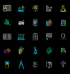 Homework Study School Icons Set Neon