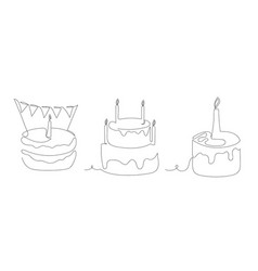 Set Line Art Cakes Celebration Design