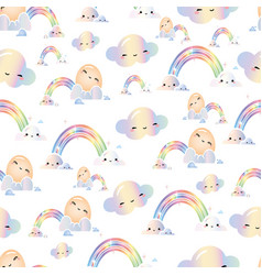 Cute Kawaii Magical Rainbow Seamless Pattern