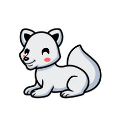 Cute Little Arctic Fox Cartoon Lying Down