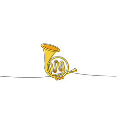 French Horn One Line Colored Continuous Drawing