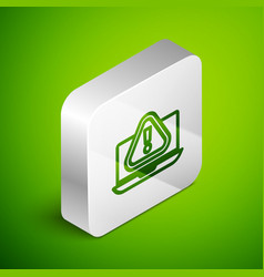 Isometric Line Laptop With Exclamation Mark Icon