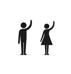 Man And Woman Raised Hand Icon Black Simple