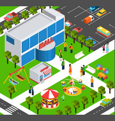 Shopping Mall Center Isometric Banner