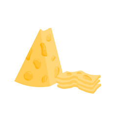 Triangular Piece Of Cheese With Holes And Cut