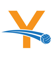 Volleyball Logo On Letter Y Concept With Moving