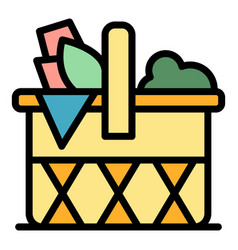 Wicker Basket Icon Flat