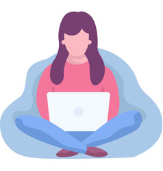 Woman Work Laptop Computer Icon Isolated