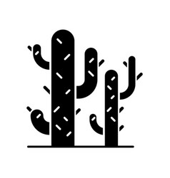 Cacti Black Glyph Icon Desert Plants Saguaro