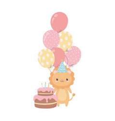 Happy Birthday Lion Cake Balloons Celebration