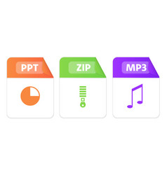 File Type Icons Set Of Ppt Zip Mp3 Collection