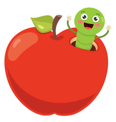 Red apple and worm Royalty Free Vector Image - VectorStock