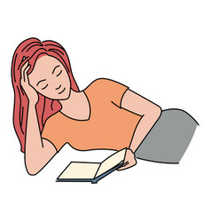 Woman Reads A Book Lying Down