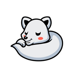 Cute Little Arctic Fox Cartoon Sleeping