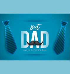 Realistic Happy Fathers Day Blue Card With Tie