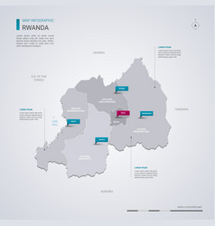 Rwanda Map With Infographic Elements Pointer Marks