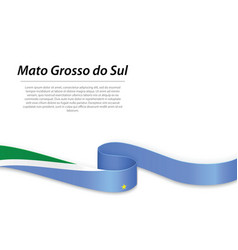 Waving Ribbon Or Banner With Flag Of Mato Grosso