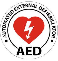 Floor Sign Aed With Defib Heart Red Border